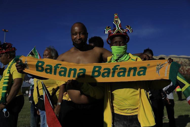 HAPPY DAYS There was a jovial mood at the FNB Stadium as fans went back to live soccer for the first time since the outbreak of the Covid-19 pandemic in March last year. Image: Alon Skuy